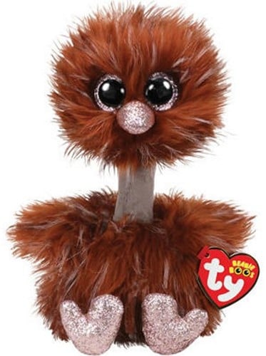 TY Peluche Autruche Brun avec Glitter yeux Orson 15cm