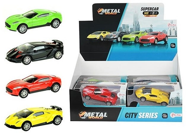 Voiture Die-Cast Pull Back 1:43 4 assortis in display (12)