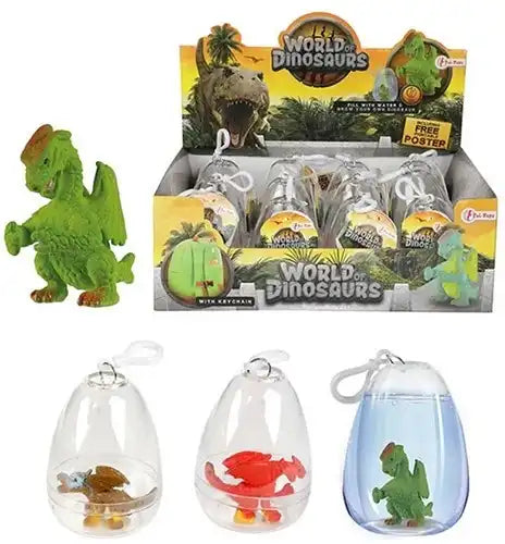 8714627003734 – Porte-clés dinosaure qui grandit dans l’eau “World of Dinosaurs” 12,5 × 6,5 cm – lot de 12 (8 assortis) pas cher