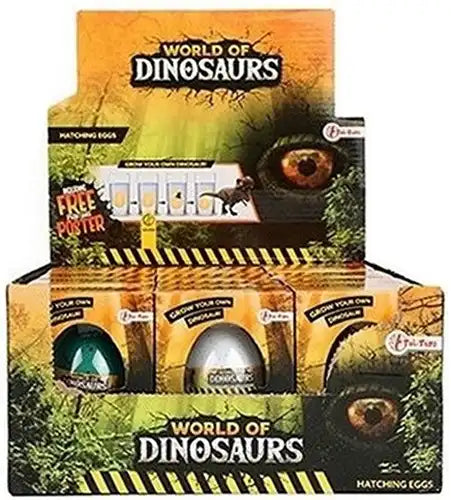 64319001241000000200 – Colis de 12 pcs World of Dinosaurs Œuf de Croissance 6 modèles assortis 7,5x10,5 cm – Vente en gros jouets dinosaures – Grossiste œufs à faire éclore
