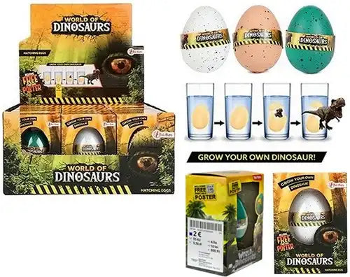64319001241000000200 – Colis de 12 pcs World of Dinosaurs Œuf de Croissance 6 modèles assortis 7,5x10,5 cm – Vente en gros jouets dinosaures – Grossiste œufs à faire éclore
