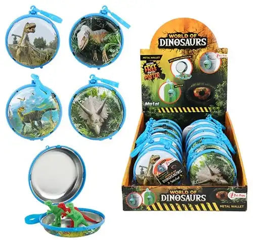8714627357059 – WORLD OF DINOSAURS Porte-clés Portefeuille Dino 8 cm en Présentoir – Colis de 12 pièces