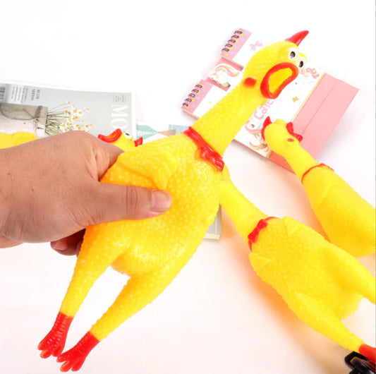 Jouet en caoutchouc poulet qui couine 15 cm