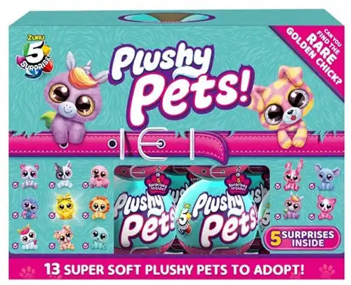 4894680018082 – Colis de 24 pcs : Zuru Plushy Pets 5 Surprise Peluche en boule surprise 9 cm assortis en présentoir – Grossiste peluches surprise