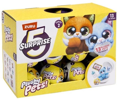 4894680029965	lot de 24 pcs : Zuru Plushy Pets 5 Surprise Peluche en boule surprise 9 cm assorti en présentoir (24)